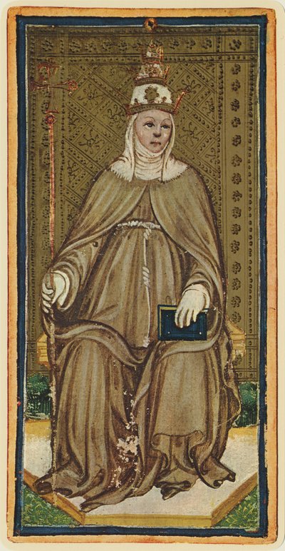 The Popess, facsimile of a tarot card from the 